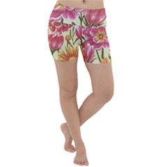 Flowers Lightweight Velour Yoga Shorts by goljakoff