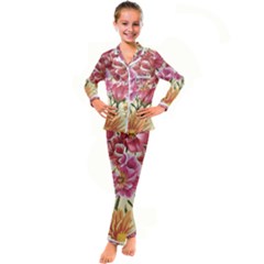 Flowers Kid s Satin Long Sleeve Pajamas Set