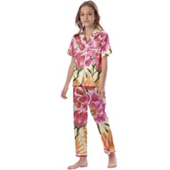 Flowers Kids  Satin Short Sleeve Pajamas Set