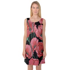 Poppy Flowers Sleeveless Satin Nightdress by goljakoff