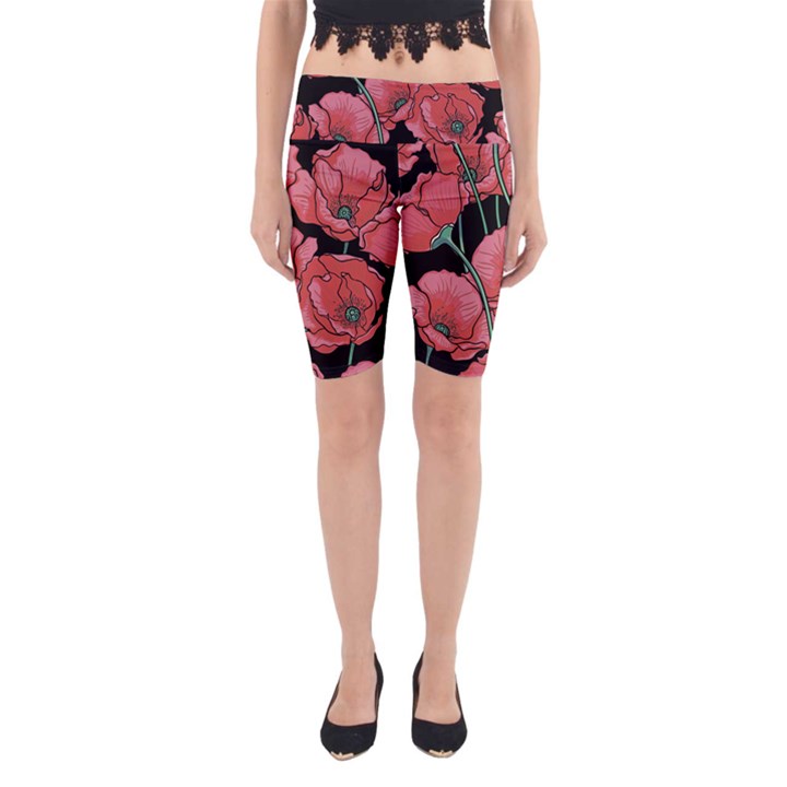 Poppy flowers Yoga Cropped Leggings