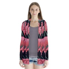 Poppy Flowers Drape Collar Cardigan by goljakoff