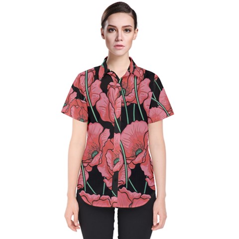 Poppy Flowers Women s Short Sleeve Shirt by goljakoff