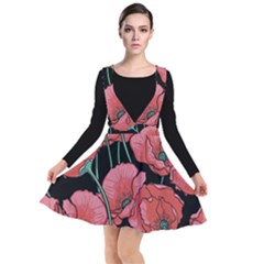 Poppy Flowers Plunge Pinafore Dress by goljakoff