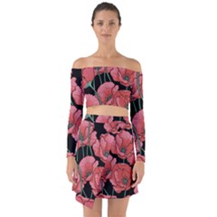 Poppy Flowers Off Shoulder Top With Skirt Set by goljakoff