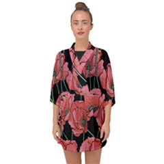 Poppy Flowers Half Sleeve Chiffon Kimono by goljakoff