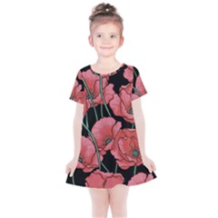 Poppy Flowers Kids  Simple Cotton Dress by goljakoff