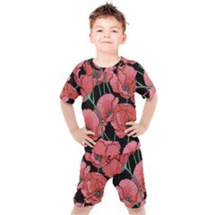 Poppy Flowers Kids  Tee And Shorts Set by goljakoff