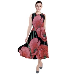 Poppy Flowers Round Neck Boho Dress by goljakoff