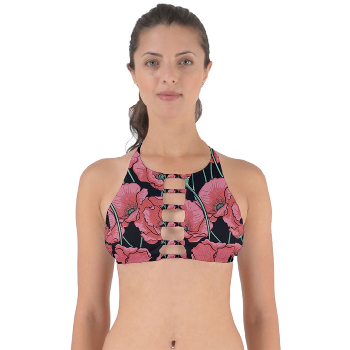 Poppy flowers Perfectly Cut Out Bikini Top