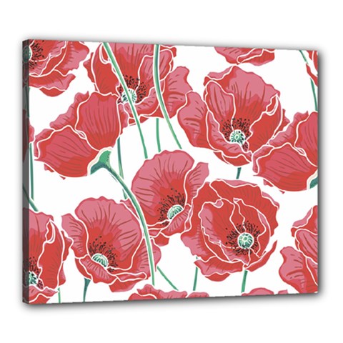 Red Poppy Flowers Canvas 24  X 20  (stretched) by goljakoff