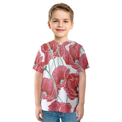 Red Poppy Flowers Kids  Sport Mesh Tee by goljakoff