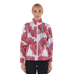 Red Poppy Flowers Winter Jacket by goljakoff