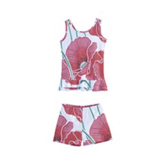 Red Poppy Flowers Kids  Boyleg Swimsuit by goljakoff