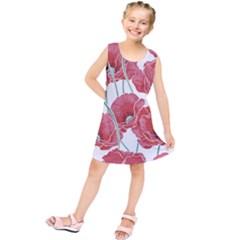 Red Poppy Flowers Kids  Tunic Dress by goljakoff