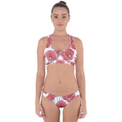 Red Poppy Flowers Cross Back Hipster Bikini Set by goljakoff