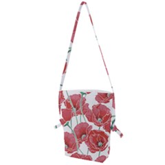 Red Poppy Flowers Folding Shoulder Bag by goljakoff