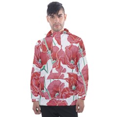 Red Poppy Flowers Men s Front Pocket Pullover Windbreaker by goljakoff