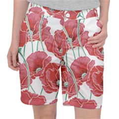 Red Poppy Flowers Pocket Shorts by goljakoff