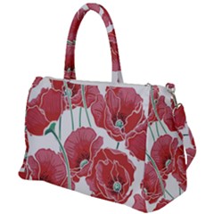 Red Poppy Flowers Duffel Travel Bag by goljakoff