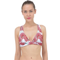 Red Poppy Flowers Classic Banded Bikini Top