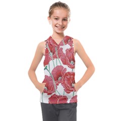 Red Poppy Flowers Kids  Sleeveless Hoodie by goljakoff