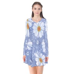 Chamomile Flowers Long Sleeve V-neck Flare Dress by goljakoff