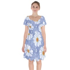 Chamomile Flowers Short Sleeve Bardot Dress by goljakoff