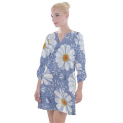 Chamomile Flowers Open Neck Shift Dress by goljakoff