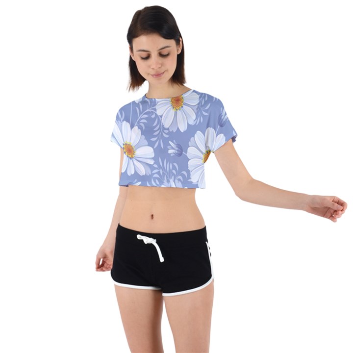 Chamomile flowers Tie Back Short Sleeve Crop Tee