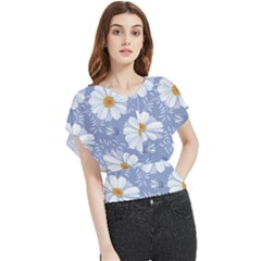 Chamomile Flowers Butterfly Chiffon Blouse