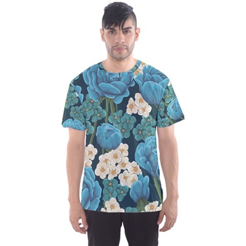 Blue Flowers Men s Sport Mesh Tee by goljakoff