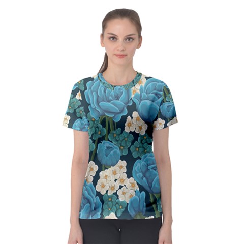 Blue Flowers Women s Sport Mesh Tee by goljakoff