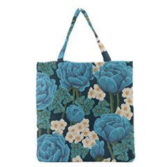 Blue flowers Grocery Tote Bag