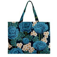 Blue flowers Zipper Mini Tote Bag