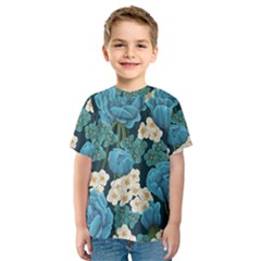 Blue flowers Kids  Sport Mesh Tee