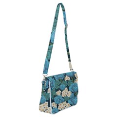 Blue flowers Shoulder Bag with Back Zipper