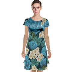 Blue flowers Cap Sleeve Nightdress