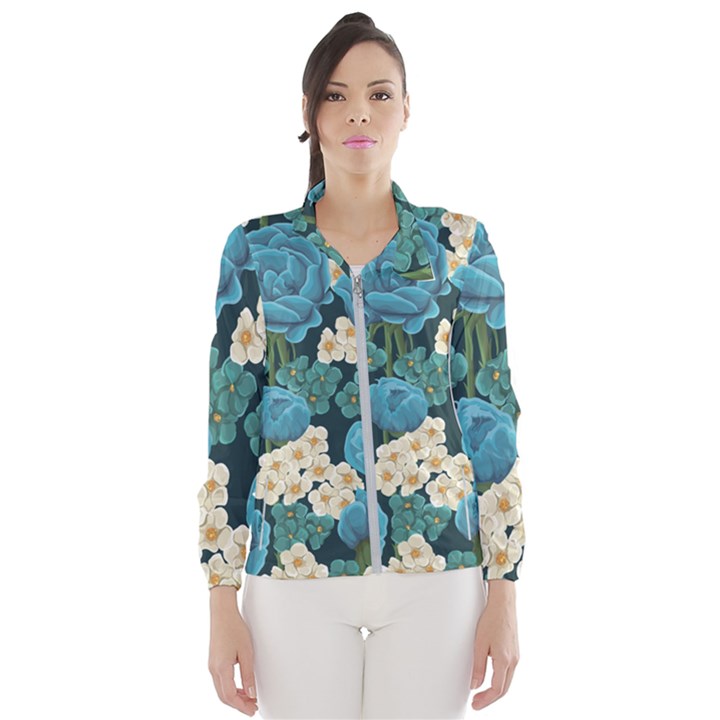 Blue flowers Women s Windbreaker