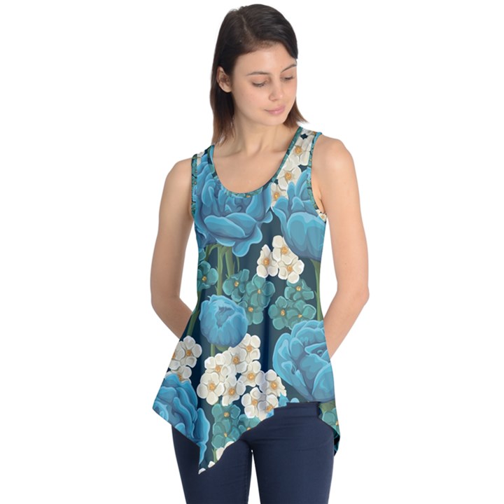 Blue flowers Sleeveless Tunic