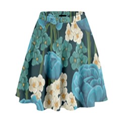 Blue Flowers High Waist Skirt by goljakoff