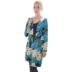 Blue flowers Hooded Pocket Cardigan