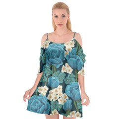 Blue flowers Cutout Spaghetti Strap Chiffon Dress