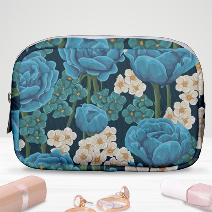 Blue flowers Make Up Pouch (Small)