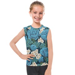 Blue Flowers Kids  Mesh Tank Top by goljakoff