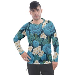 Blue flowers Men s Pique Long Sleeve Tee