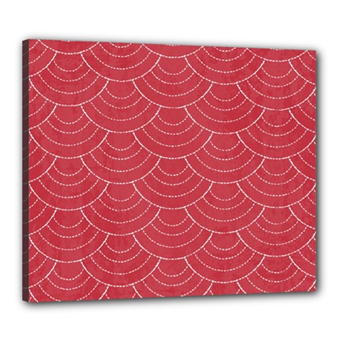 Red Sashiko Ornament Canvas 24  X 20  (stretched) by goljakoff