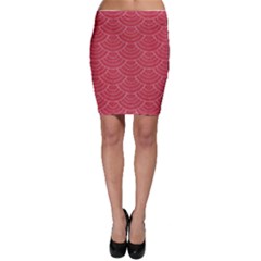 Red Sashiko Ornament Bodycon Skirt by goljakoff