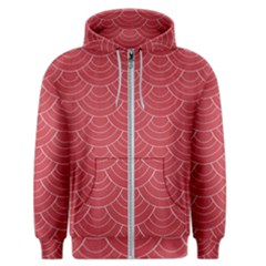 Red Sashiko Ornament Men s Zipper Hoodie by goljakoff