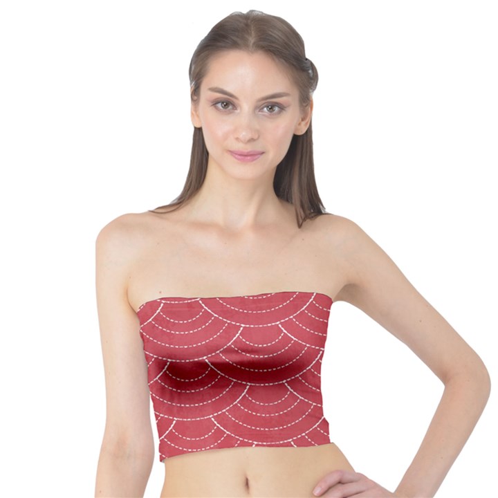 Red sashiko ornament Tube Top